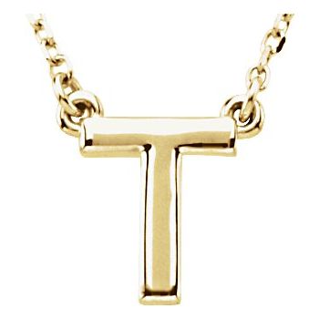 14K Block Initial T 16" Necklace - Balacia