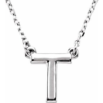 14K Block Initial T 16" Necklace - Balacia