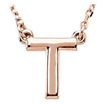 14K Block Initial T 16" Necklace - Balacia