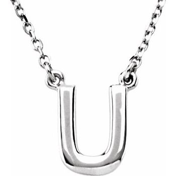14K Block Initial U 16" Necklace - Balacia