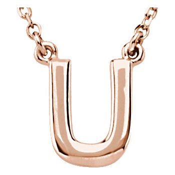 14K Block Initial U 16" Necklace - Balacia
