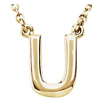 14K Block Initial U 16" Necklace - Balacia