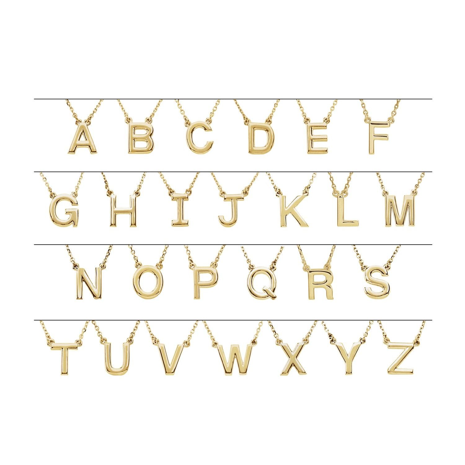 14K Block Initial U 16" Necklace - Balacia