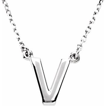 14K Block Initial V 16" Necklace - Balacia