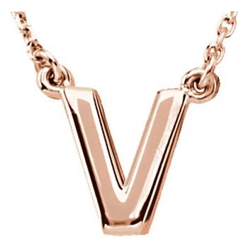 14K Block Initial V 16" Necklace - Balacia