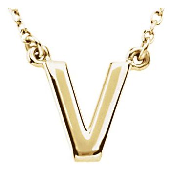 14K Block Initial V 16" Necklace - Balacia