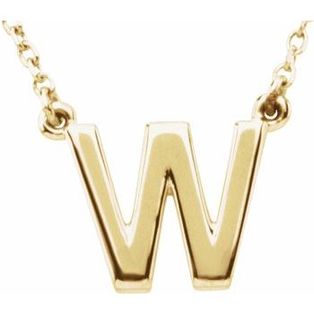 14K Block Initial W 16" Necklace - Balacia