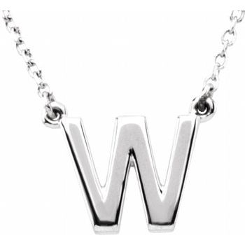 14K Block Initial W 16" Necklace - Balacia