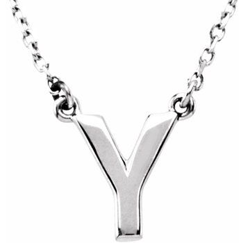 14K Block Initial Y 16" Necklace - Balacia