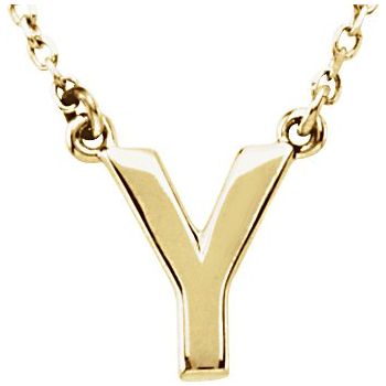 14K Block Initial Y 16" Necklace - Balacia
