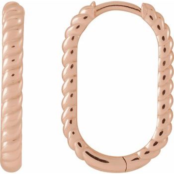 14K Elongated Oval Rope Huggies - Balacia