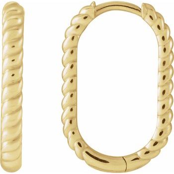 14K Elongated Oval Rope Huggies - Balacia