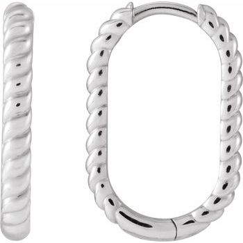 14K Elongated Oval Rope Huggies - Balacia