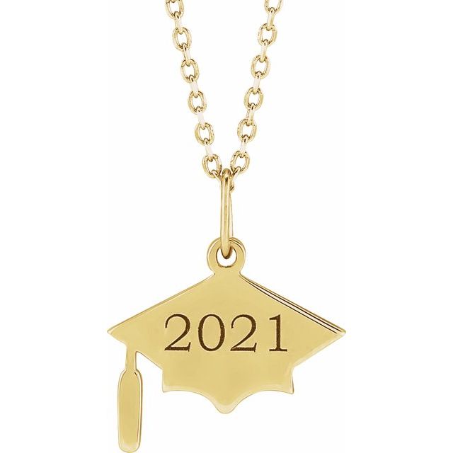 14K Engravable Graduation Cap 16 - 18" Necklace - Balacia
