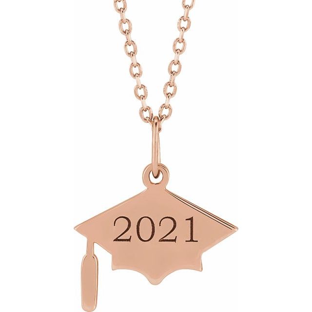 14K Engravable Graduation Cap 16 - 18" Necklace - Balacia