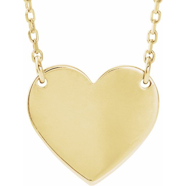 14K Engravable Heart 16 - 18" Necklace - Balacia