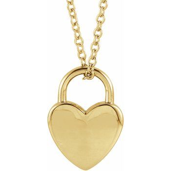 14K Engravable Heart Lock 16 - 18" Necklace - Balacia