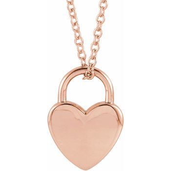 14K Engravable Heart Lock 16 - 18" Necklace - Balacia