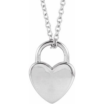 14K Engravable Heart Lock 16 - 18" Necklace - Balacia