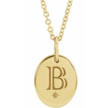 14K Engravable Oval Starburst 16 - 18" Necklace - Balacia