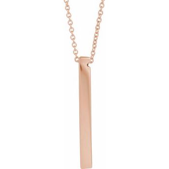 14K Engravable Three Sided Bar 16 - 18" Necklace - Balacia
