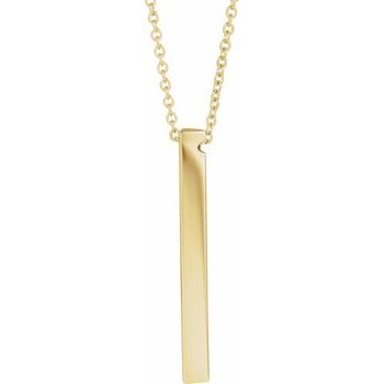 14K Engravable Three Sided Bar 16 - 18" Necklace - Balacia