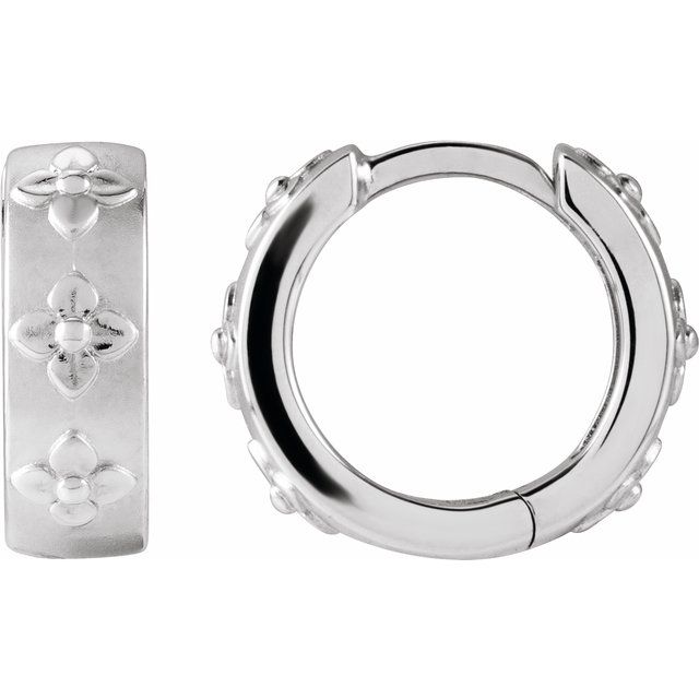 14K Floral Hinged 13.2 mm Hoop Earrings - Balacia