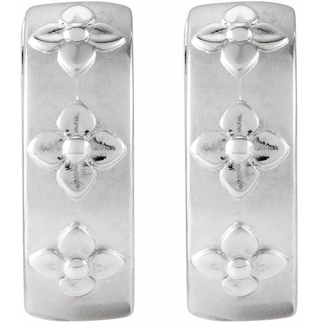 14K Floral Hinged 13.2 mm Hoop Earrings - Balacia