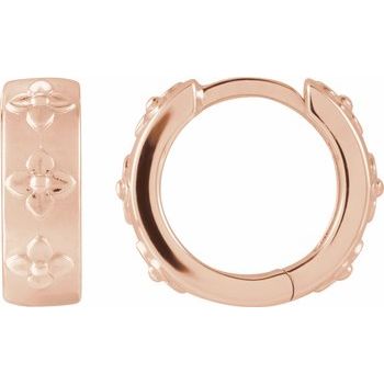 14K Floral Hinged 13.2 mm Hoop Earrings - Balacia