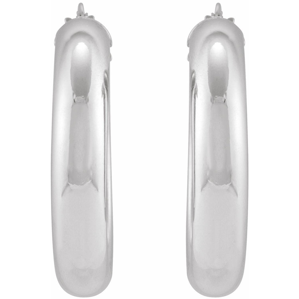 14K Half - Round Tube 30 mm Hoop Earrings - Balacia