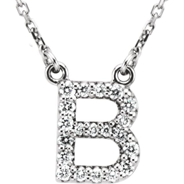 14K Initial B 1/8 CTW Diamond 16" Necklace - Balacia