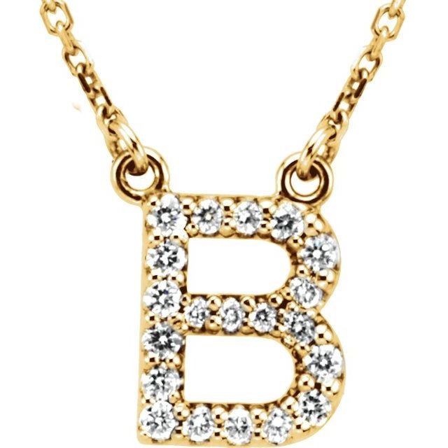14K Initial B 1/8 CTW Diamond 16" Necklace - Balacia
