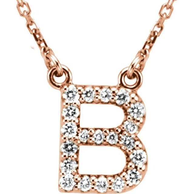 14K Initial B 1/8 CTW Diamond 16" Necklace - Balacia