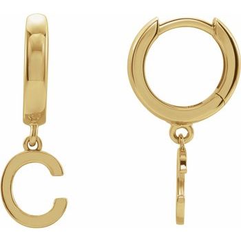14K Initial C Hinged Huggie Earring - Balacia