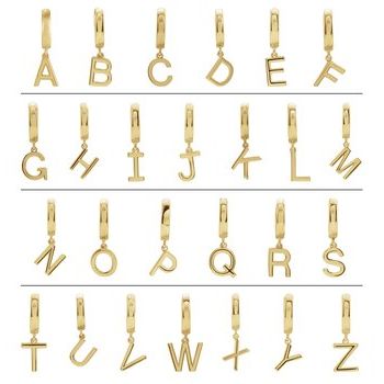 14K Initial C Hinged Huggie Earring - Balacia