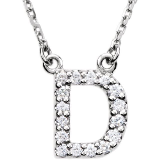 14K Initial D 1/8 CTW Diamond 16" Necklace - Balacia