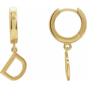 14K Initial D Hinged Huggie Earring - Balacia