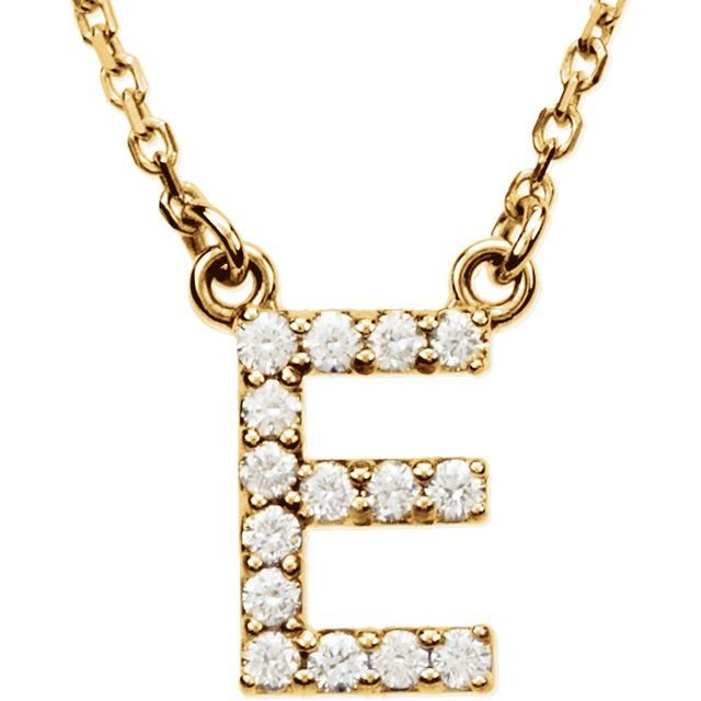 14K Initial E 1/8 CTW Diamond 16" Necklace - Balacia
