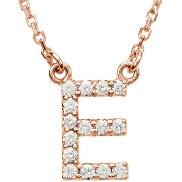 14K Initial E 1/8 CTW Diamond 16" Necklace - Balacia