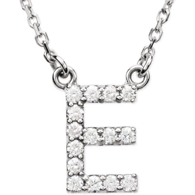 14K Initial E 1/8 CTW Diamond 16" Necklace - Balacia
