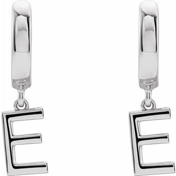 14K Initial E Hinged Huggie Earring - Balacia