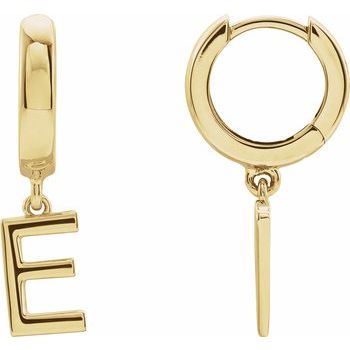 14K Initial E Hinged Huggie Earring - Balacia