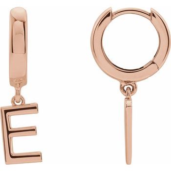 14K Initial E Hinged Huggie Earring - Balacia