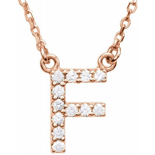 14K Initial F 1/8 CTW Diamond 16" Necklace - Balacia