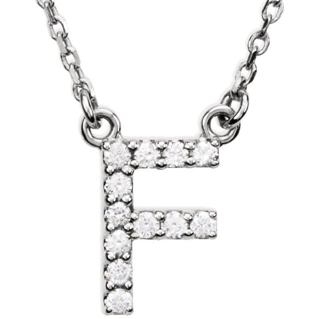 14K Initial F 1/8 CTW Diamond 16" Necklace - Balacia