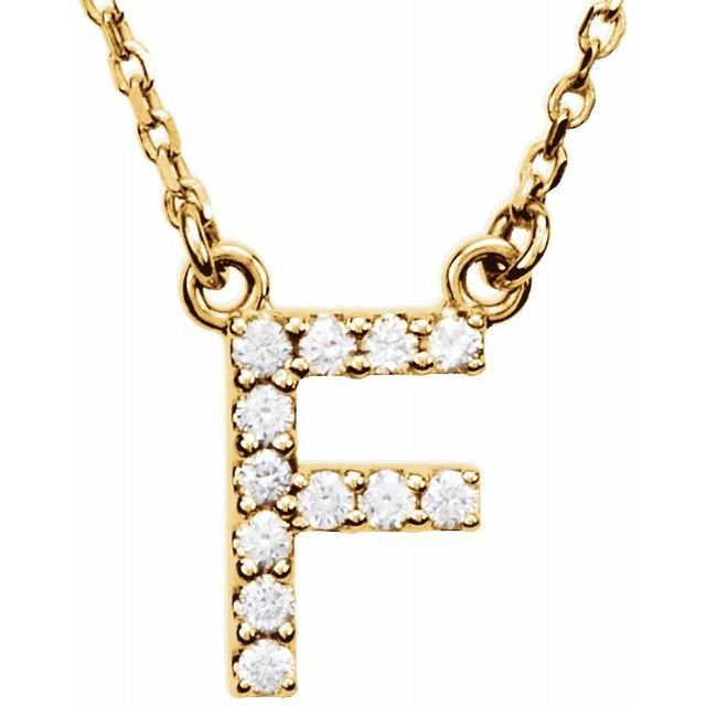 14K Initial F 1/8 CTW Diamond 16" Necklace - Balacia