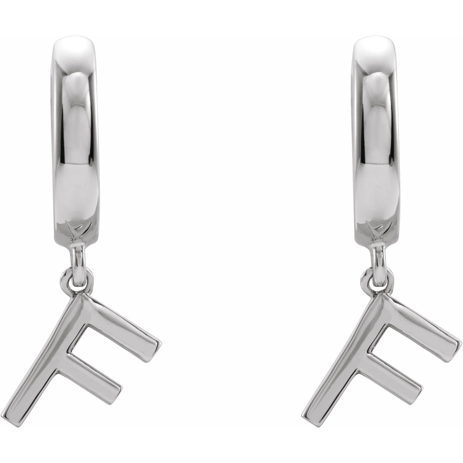 14K Initial F Hinged Huggie Earring - Balacia