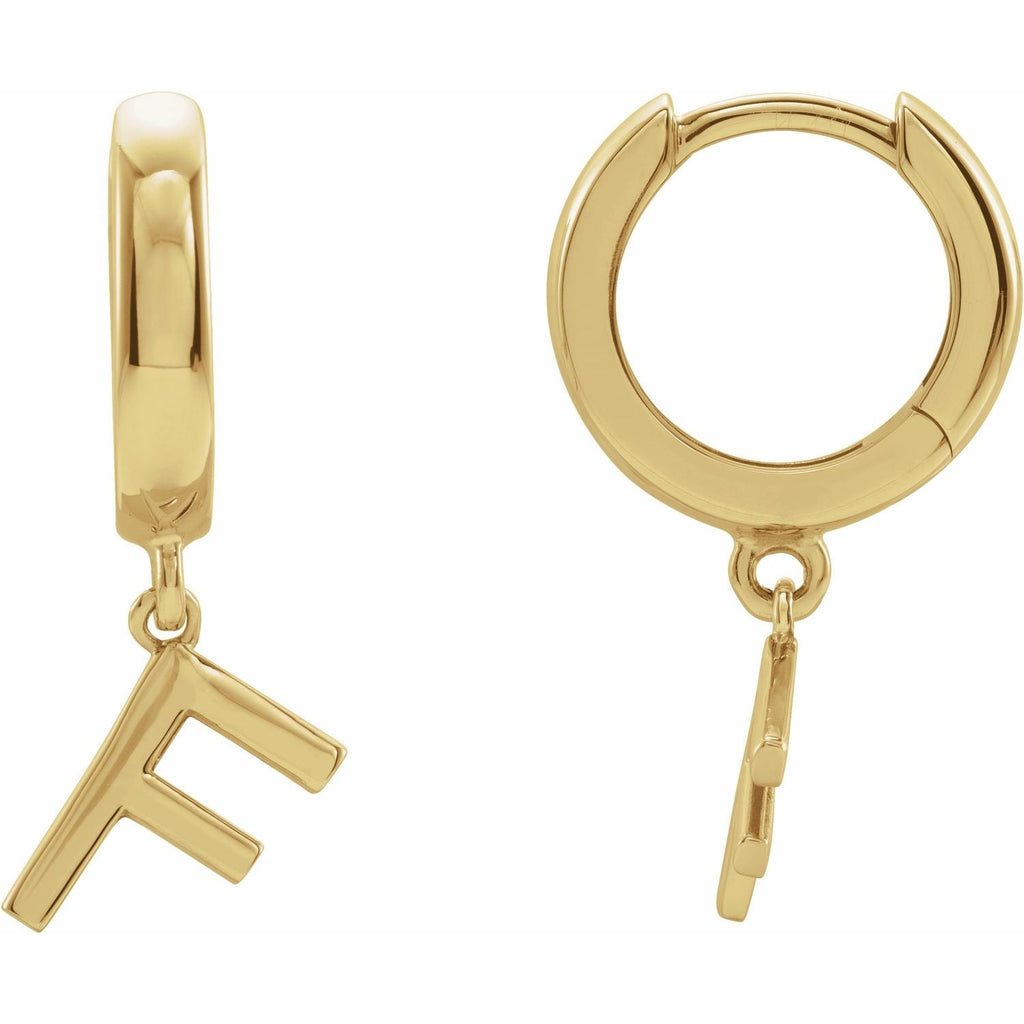14K Initial F Hinged Huggie Earring - Balacia