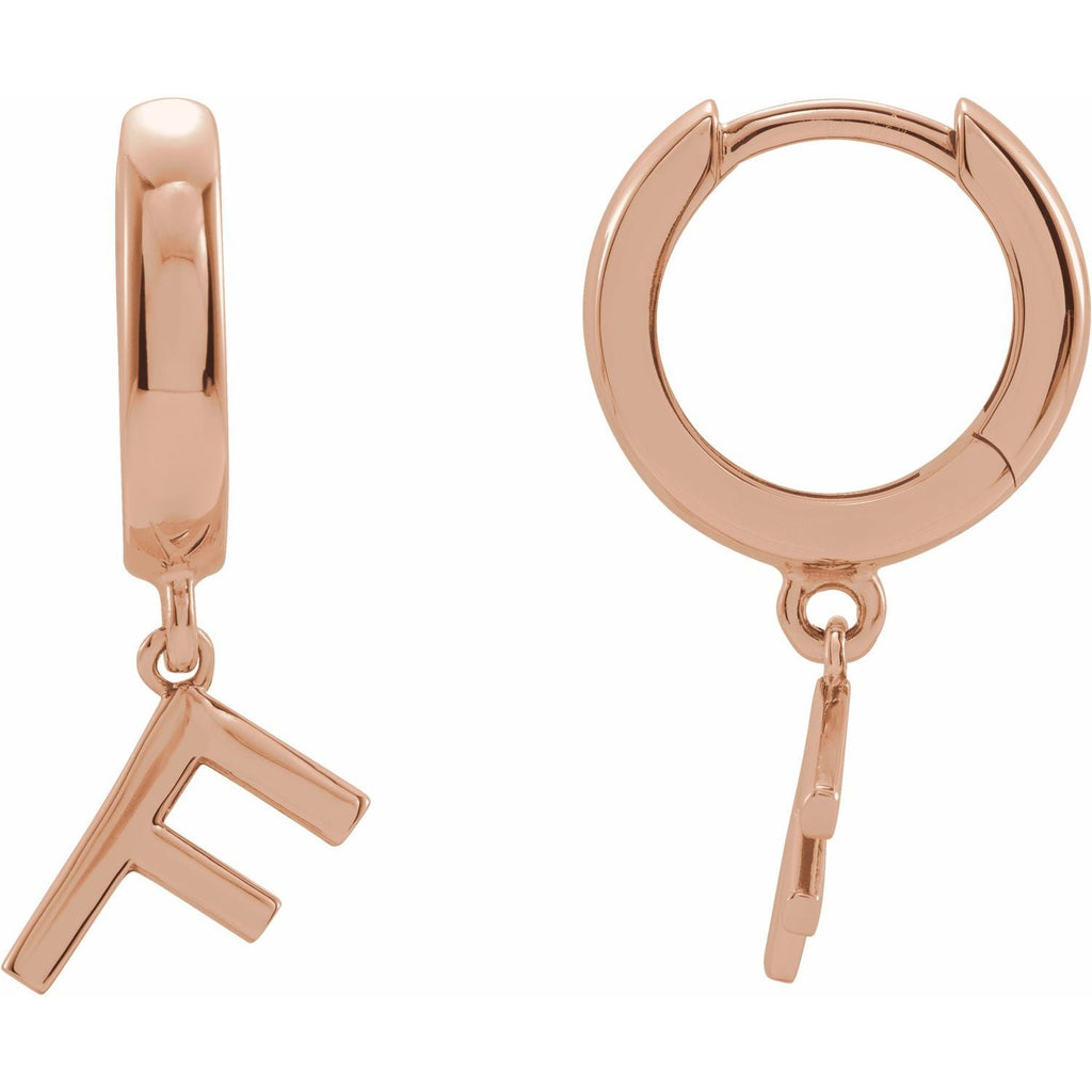 14K Initial F Hinged Huggie Earring - Balacia