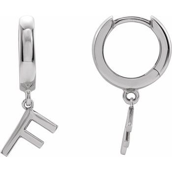14K Initial F Hinged Huggie Earring - Balacia